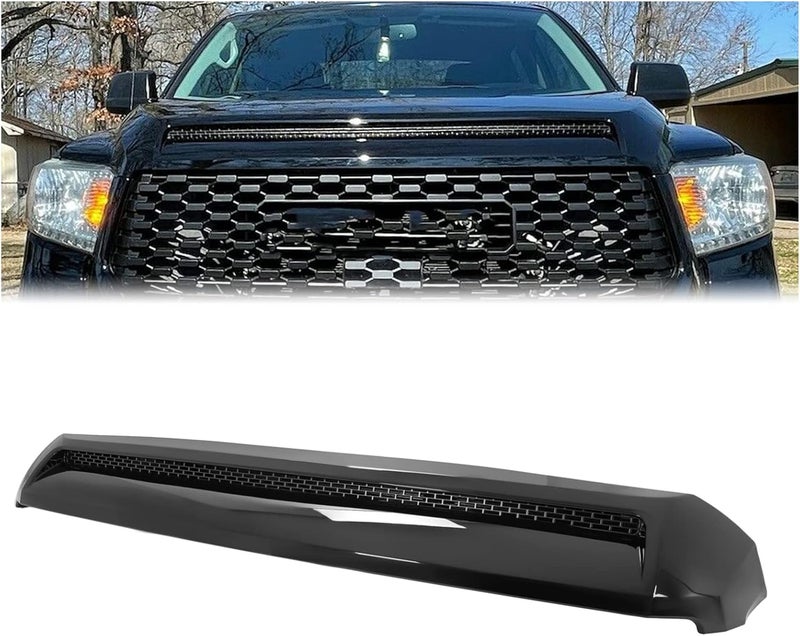 Kojem Hood Scoop Bulge Molding Compatible with 2014-2021 Toyota Tundra Platinum Style Color Code 202 Black Front Upper Grille - Image 1